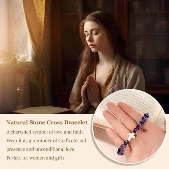 Handcrafted Women Cross Bracelet, Inspirational Religious Special Keepsake - Picture 3 of 6